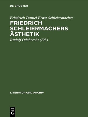 cover image of Friedrich Schleiermachers Ästhetik
